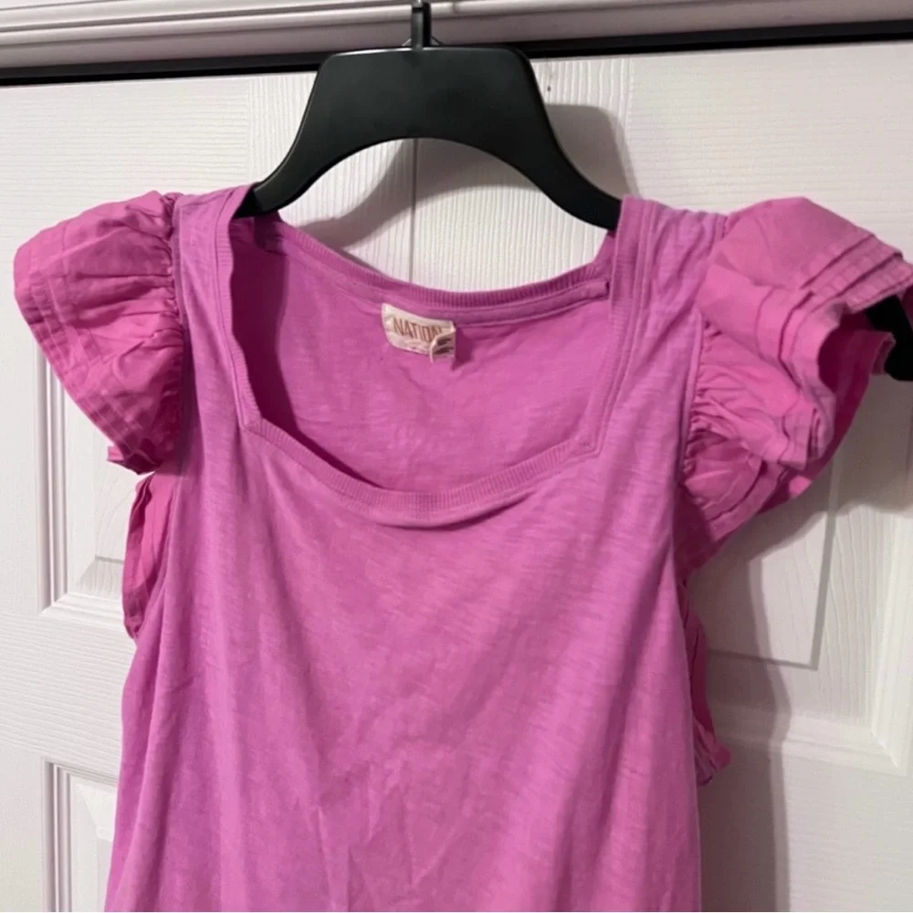 Nation LTD Cameo Notched Ruffle Top in Prom Date Pink Size Small - Picture 4 of 10
